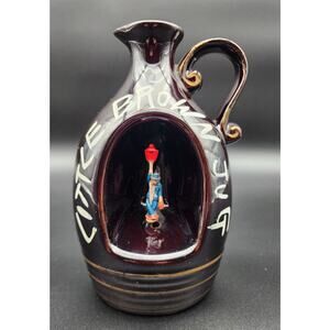 Vintage Little Brown Jug Music Box Japan Man & Lantern Rotating Figurine